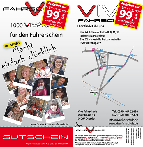 Erstellung Gutschein für die Viva Fahrschule Dresden